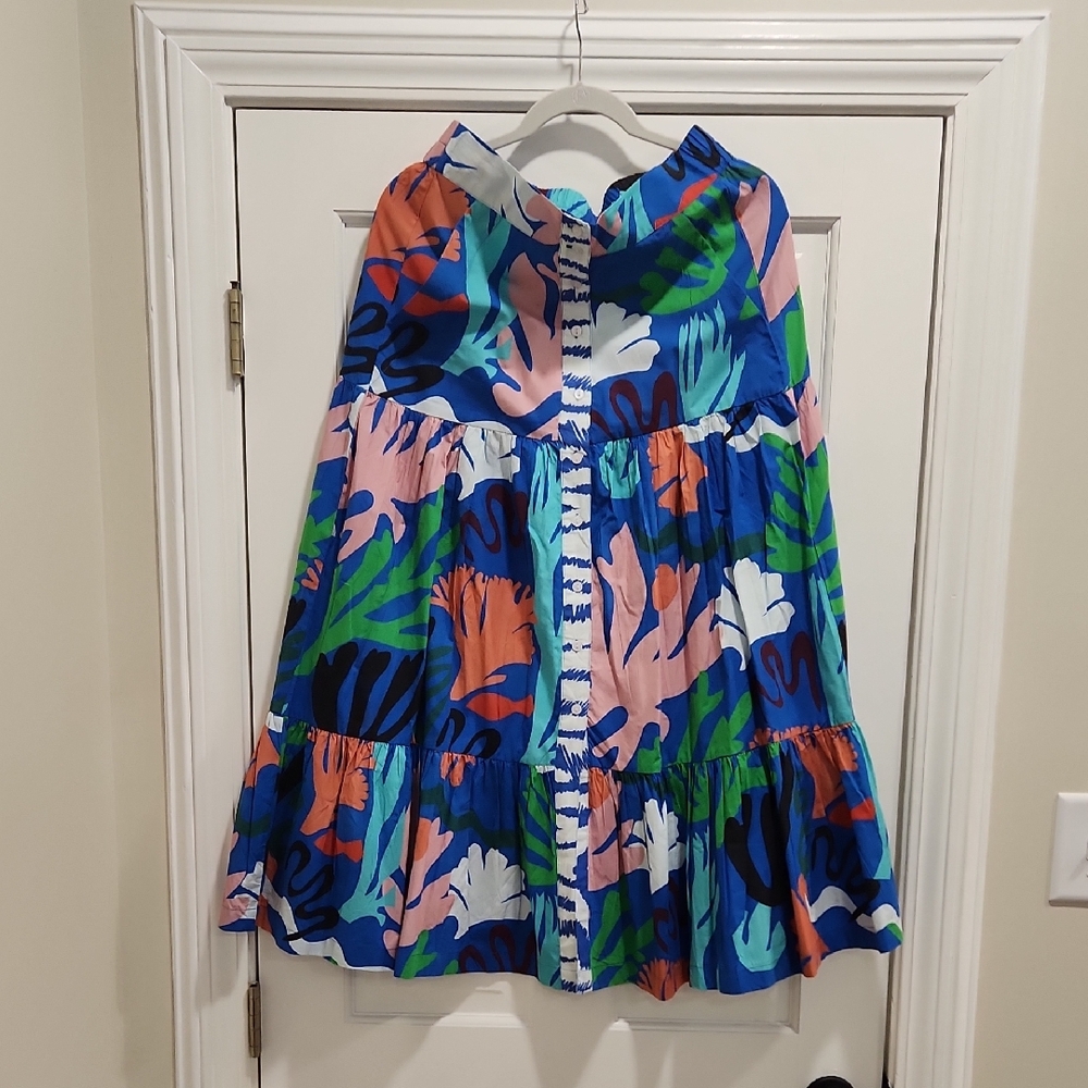 Oliphant Blue and Pink Bubble Midi Skirt